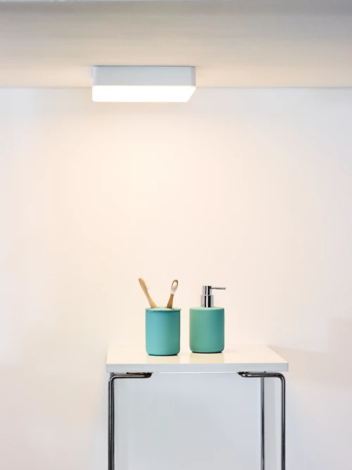 Lucide CERES-LED - Plafonnière Badkamer - LED Dimb. - 1x30W 3000K - IP44 - Wit - sfeer 1